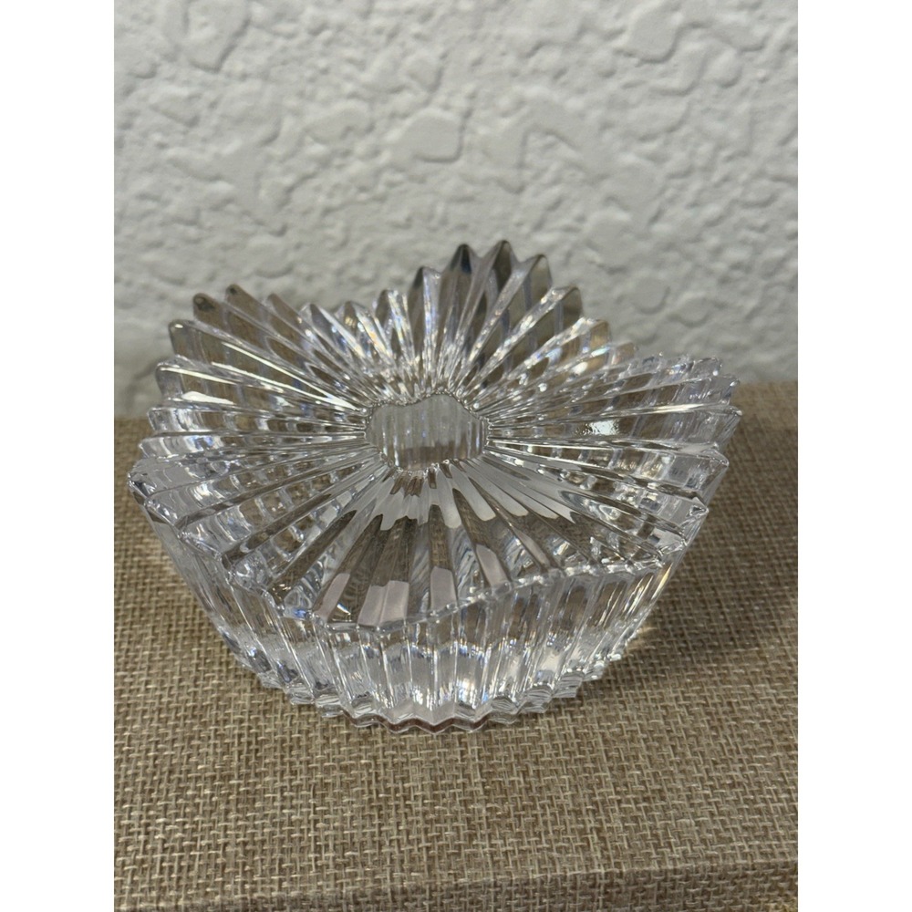 1-MOTION Mikasa Taper Candleholder Clear Glass Heavy With Vertical Ridges